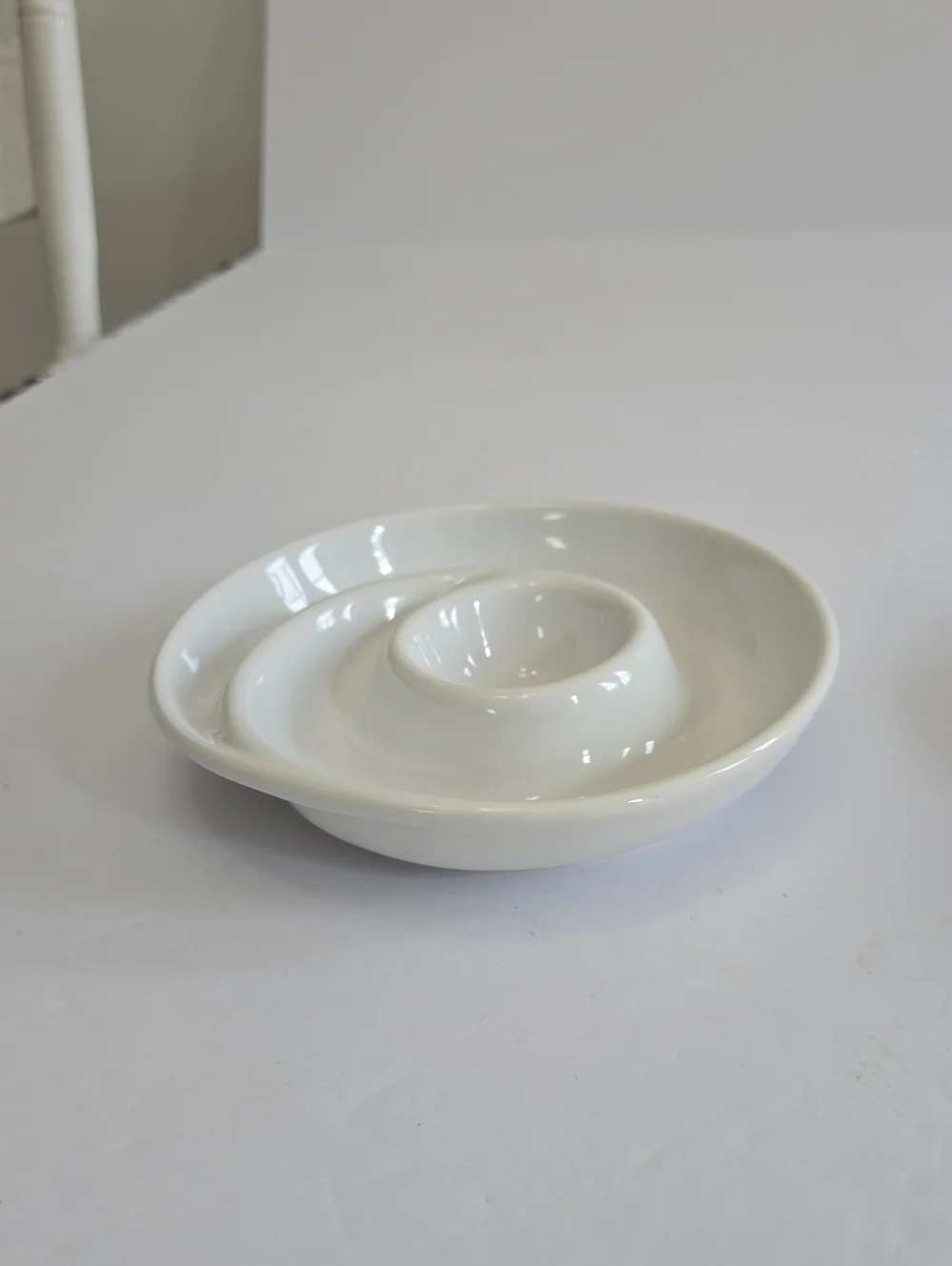 Vintage Pottery Barn Set Of 2 Swirl Appetizer Dipping Plates White Stackable